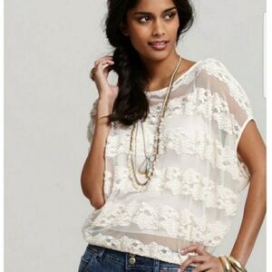 Free People Cream Lace Blouse